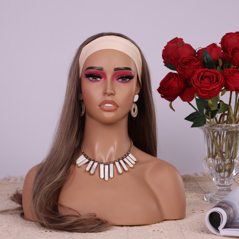 Body Jewelry Store - PVC-Halbkörper-Mannequin-Kopf mit rotem Lidschatten und Wimpern,