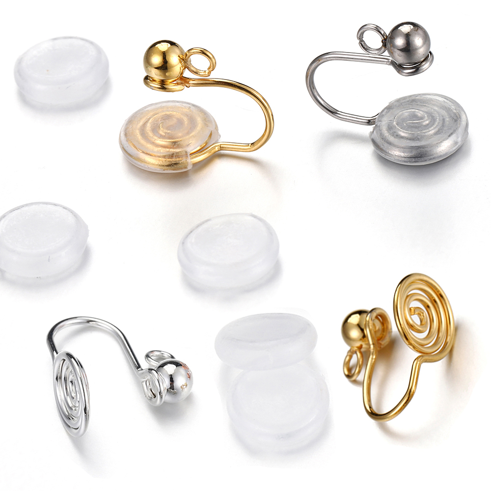 Body Jewels - 10 Stück Edelstahl-Ohrclips, Spirale, Ohrring-Einstellungen, nicht