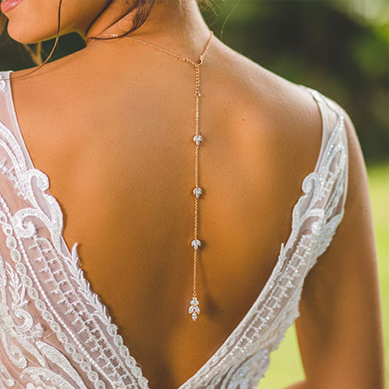 Body Jewelry For Backless Dress - Rückenketten-Strassanhänger Feine Kette Verstellbare Größe Vorder-