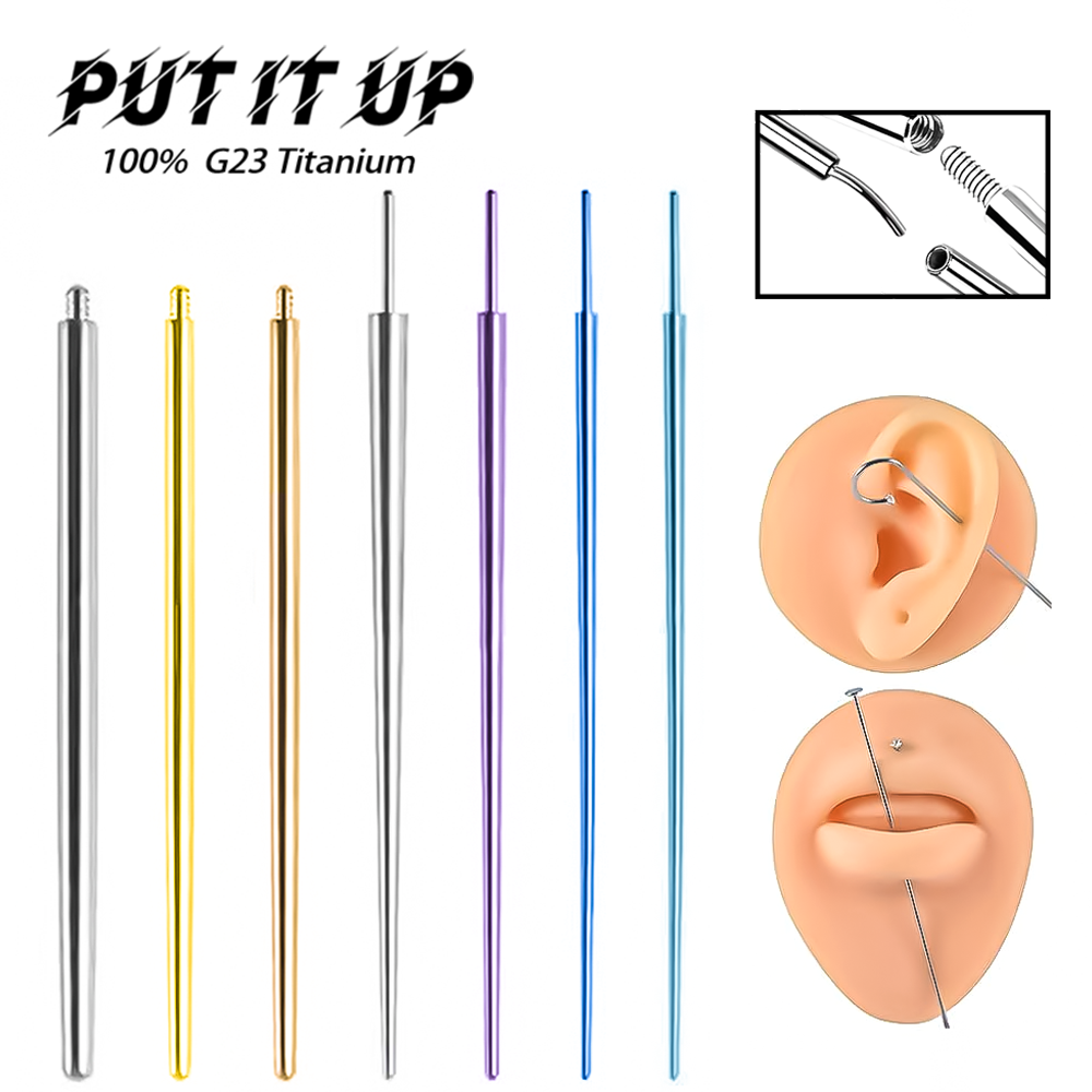 Body Jewelry Implant Grade Titanium - PUTITUP 10-teiliges Set mit F136-Ohrring-Führungsnadeln aus
