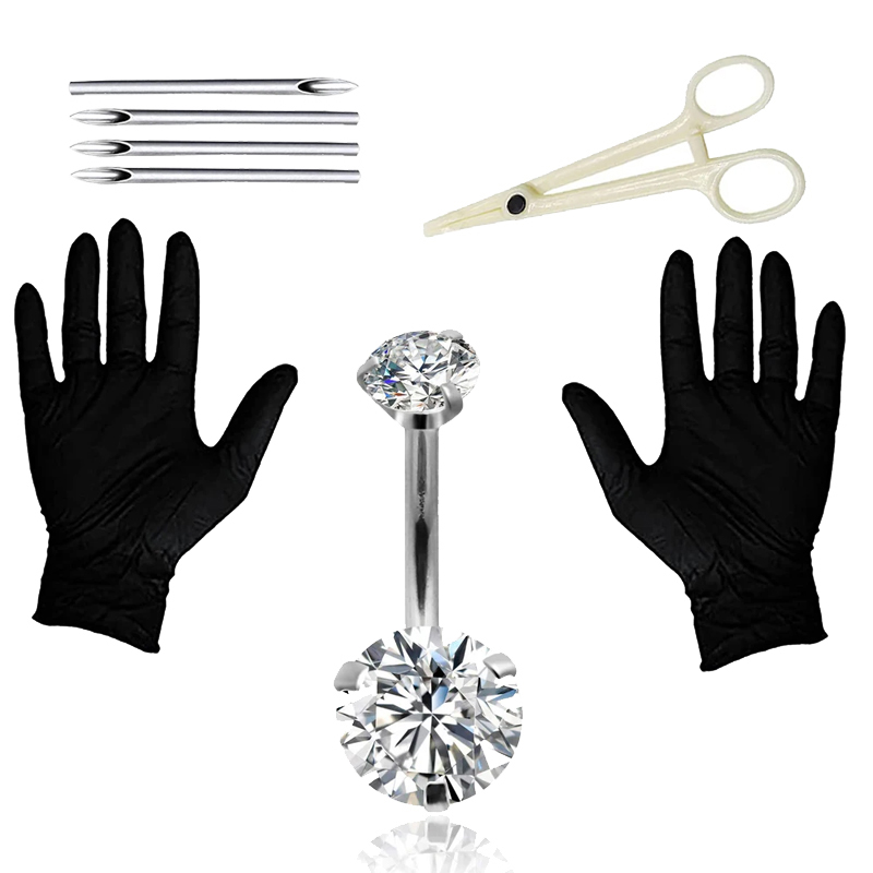 Body Jewelry Kit - 8-teiliges Bauchnabelpiercing-Set – 14 g Bauchnabelring