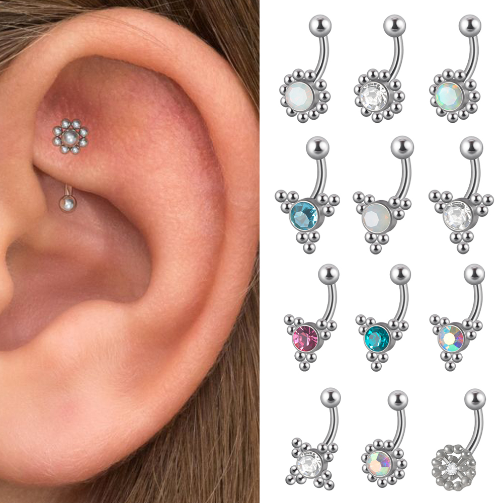 Body Jewelry Barbell - 1PC G23 Titan 16G Kristall Rook