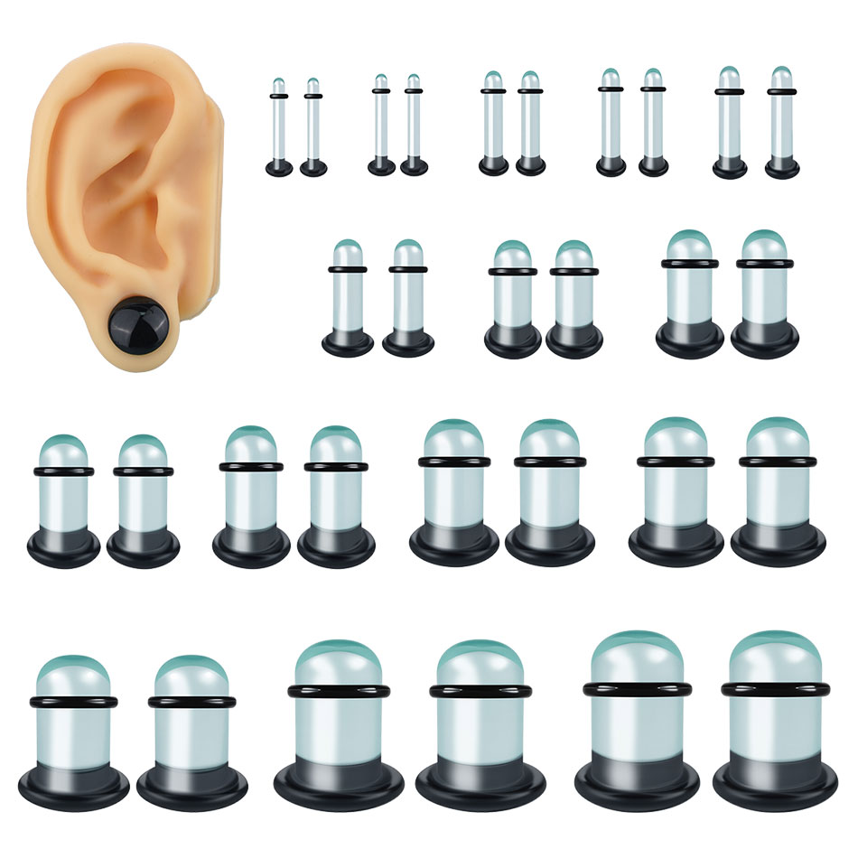 Body Jewelry Kit - 2 Stück Glas-Ohrmessgeräte, Dehnungsset, kurzer Kegel,