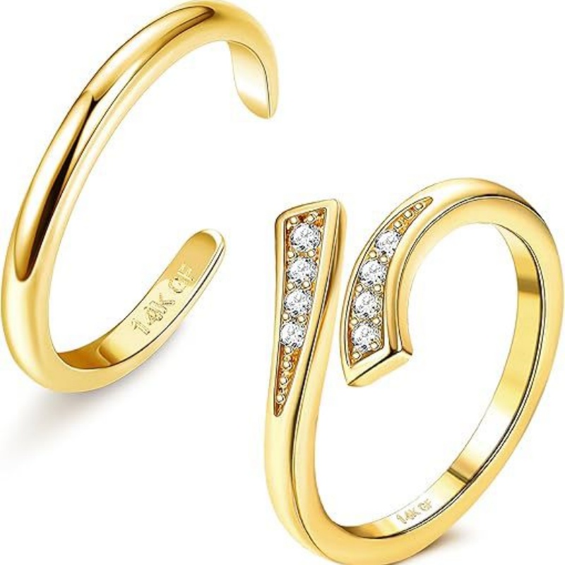Body Jewelry Changing Kit - 14K vergoldeter verstellbarer Zirkon-Fußring, zweiteiliges Set
