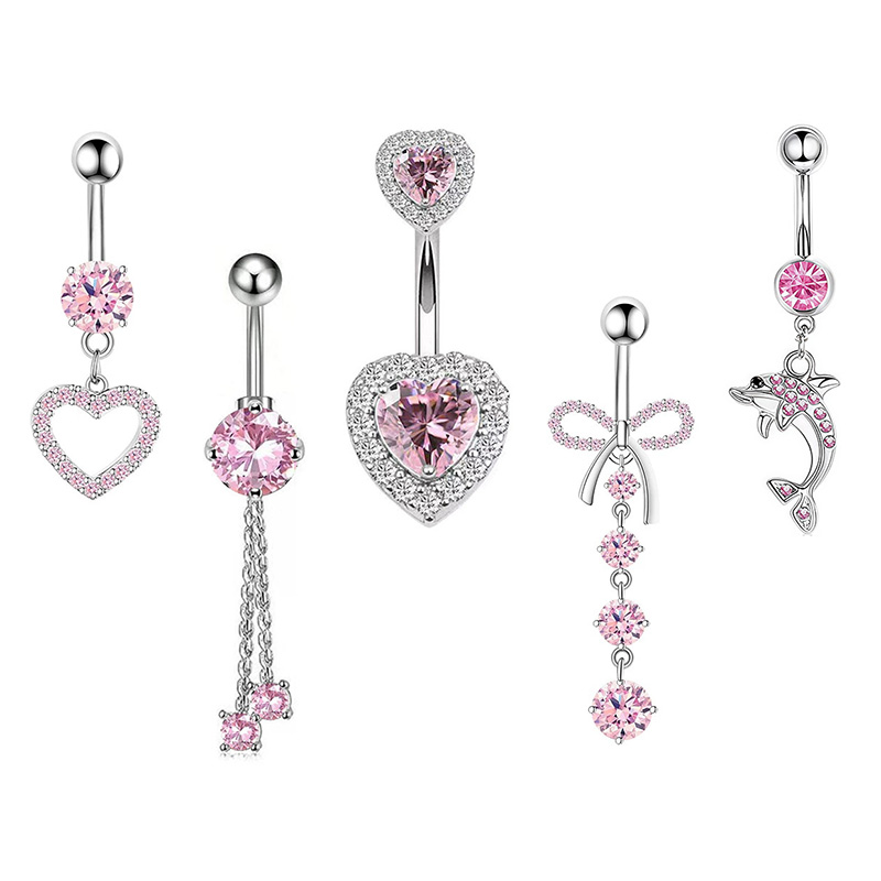 Body Jewelry Barbell - 1PCS Rosa Krone Bauchnabel Ringe Schmuck