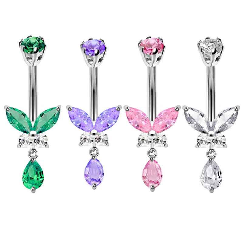 Body Jewelry Co - 14g baumeln Schmetterling Bauch ringe 10mm