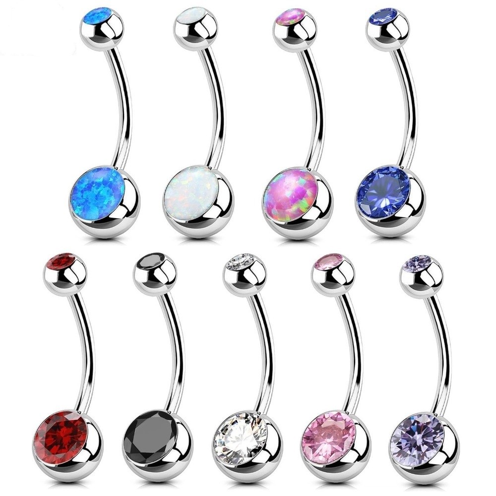 Body Jewelry Quality - Hochwertiges Titanmaterial, Bauchnabelringe, gebogenes baumelndes Design,