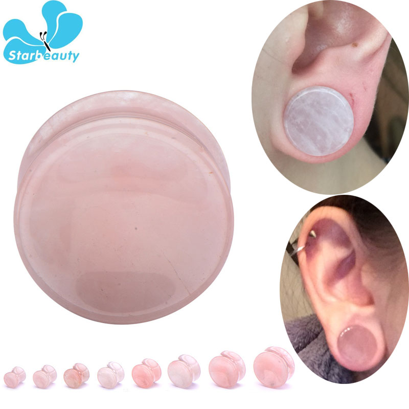 Body Jewelry Plus - 2Pc Rosa Quarz Organische Stein Flesh