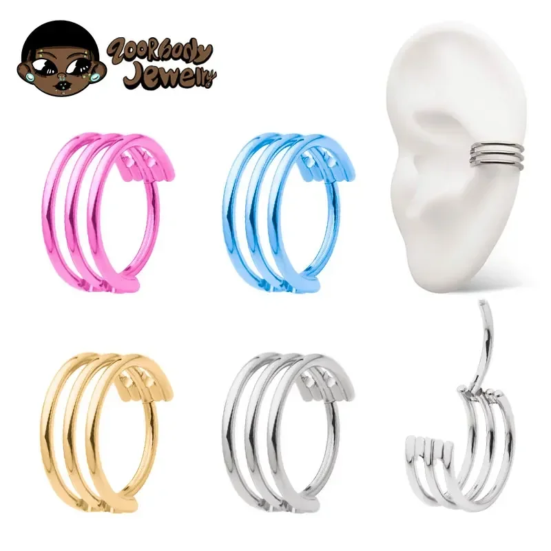 Body Jewelry Quality - G23 Titan Dreischichtiger Hohlscharnier Nasenring 16G