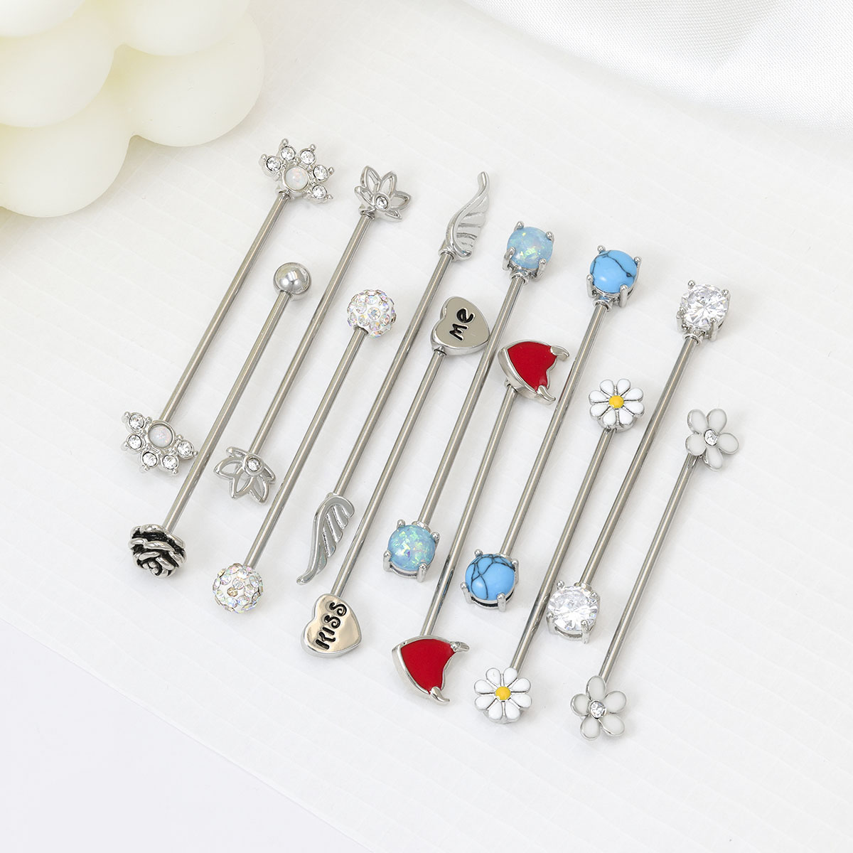 Body Jewelry Barbell - 16G Pfeile Herzen Industrial Barbell Chirurgenstahl
