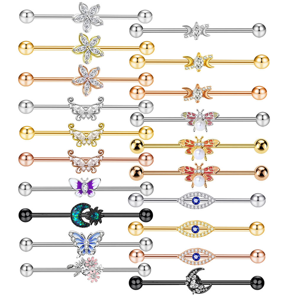 Body Jewelry Barbell - CZ Schmetterling Barbell Ohrringe für Frauen,