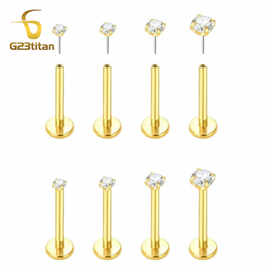 Threadless Push Pin - 2er-Set G23 Titan Push-In-Ohrringe mit flacher