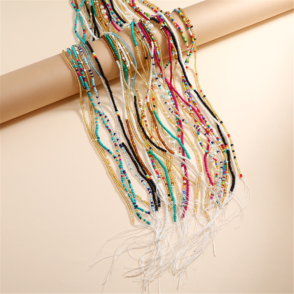 Body Jewelry Plus - Bohemian Bunte Perlen Taille Kette für