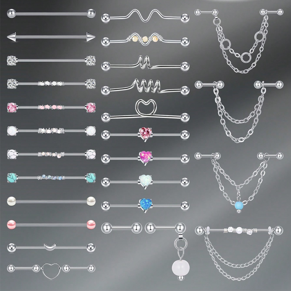 Body Jewelry Barbell - 14G Industrieller Barbell-Knorpel-Piercing-Schmuck 35mm 38mm, Industrieller