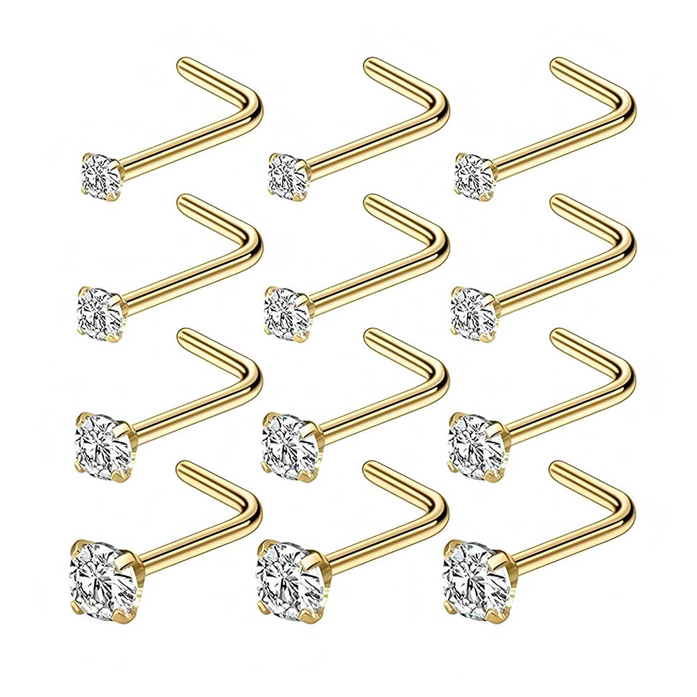 Body Jewelry Kit - 12-teiliges komplettes Set 316L hypoallergene L-förmige