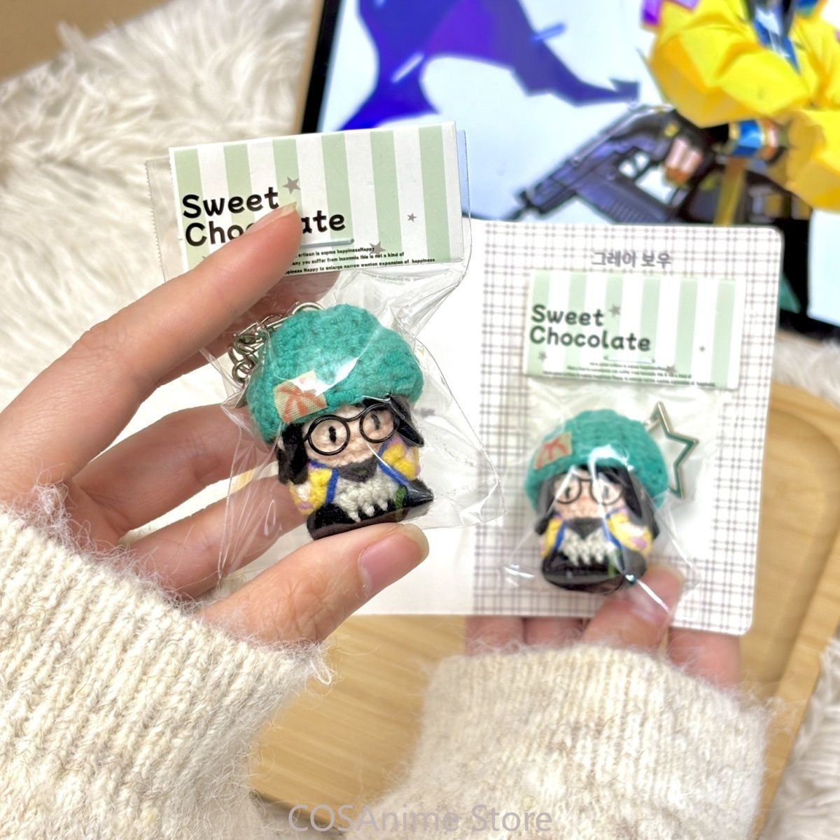 Body Jewels - VALORANT Killjoy Spiel-Cosplay Gestrickter Mini-Plüschfigur-Taschenanhänger Niedlicher