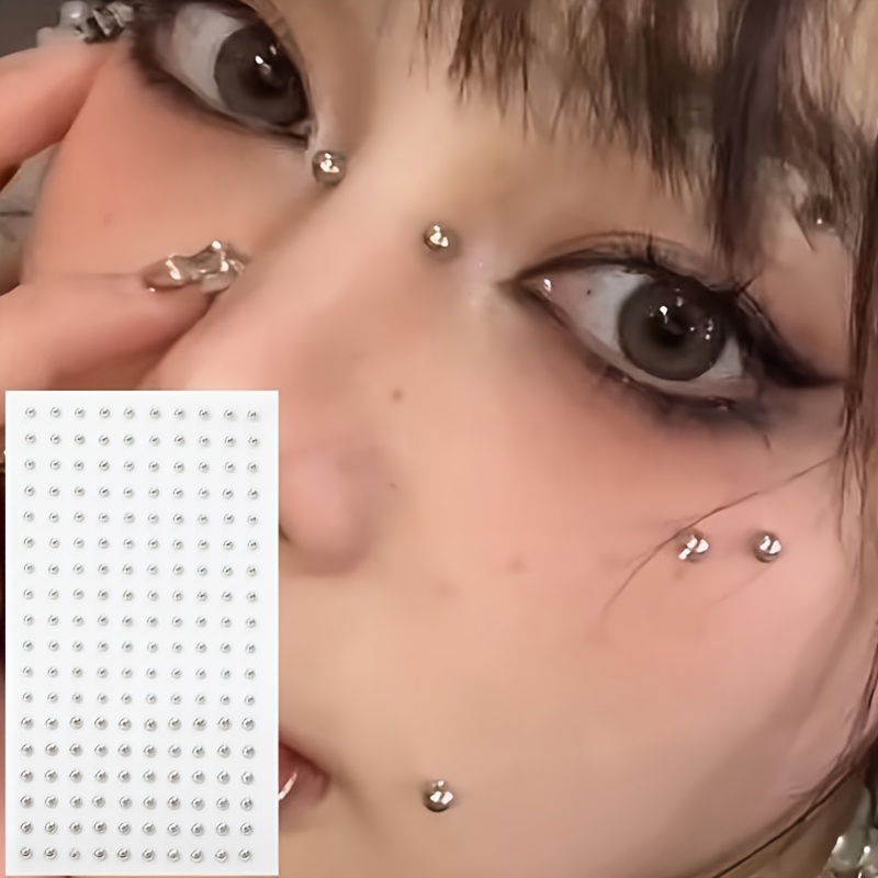 Body Jewelry Kit - 4-teiliges Set selbstklebender Fake-Piercings ohne Bohren,