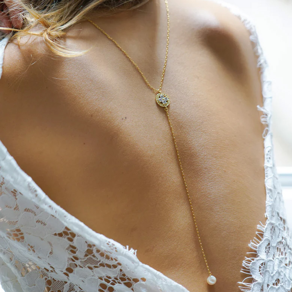 Stone fans einfache Perle zurü – Body Jewelry For Backless Dress Bewertung und Preis