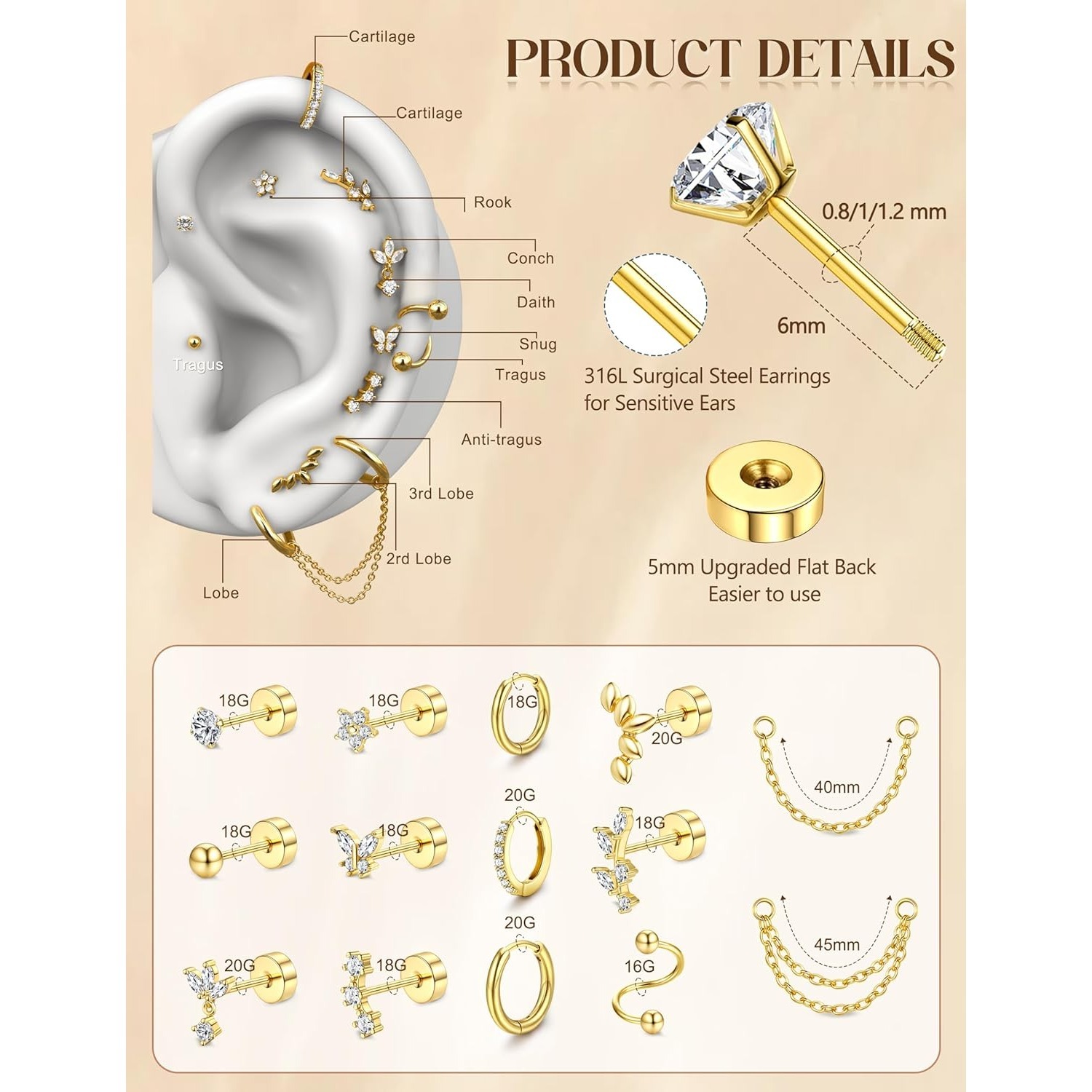 Bobisty Knorpel-Ohrringe für D – Body Jewelry Changing Kit Bewertung und Preis