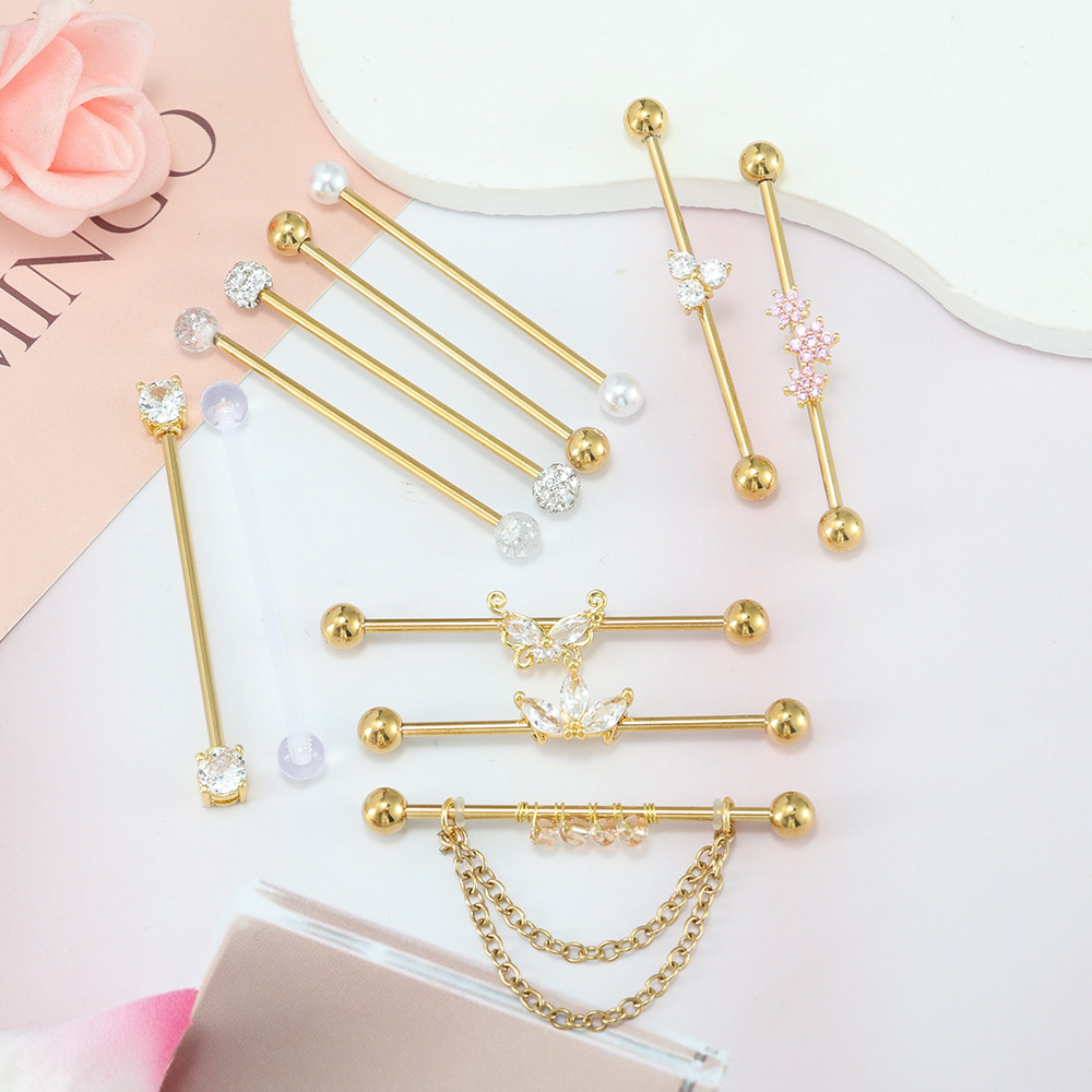 Vergoldeter Industrieller Pier – Body Jewelry Barbell Bewertung und Preis