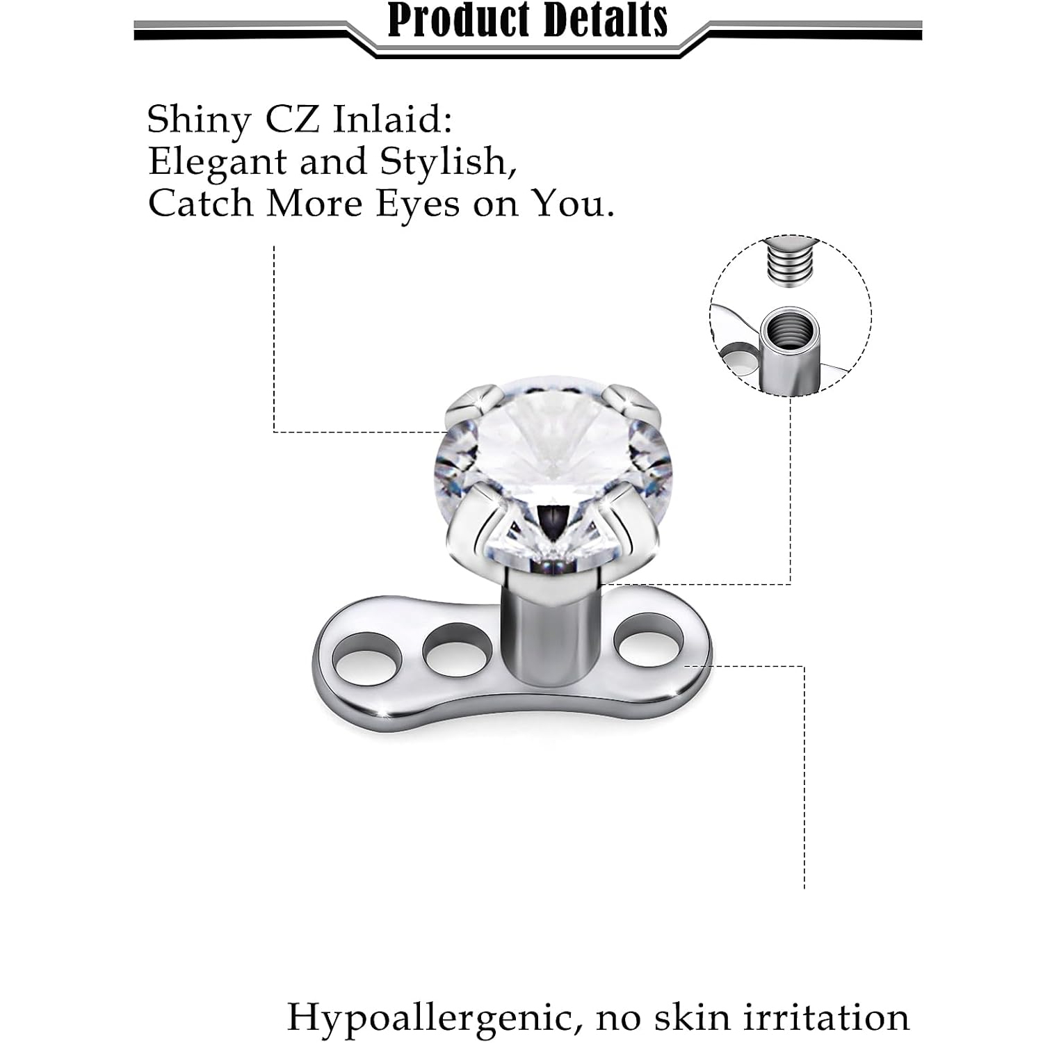 14G G23 Titan Dermal Piercing  – Body Jewelry Implant Grade Titanium Bewertung und Preis