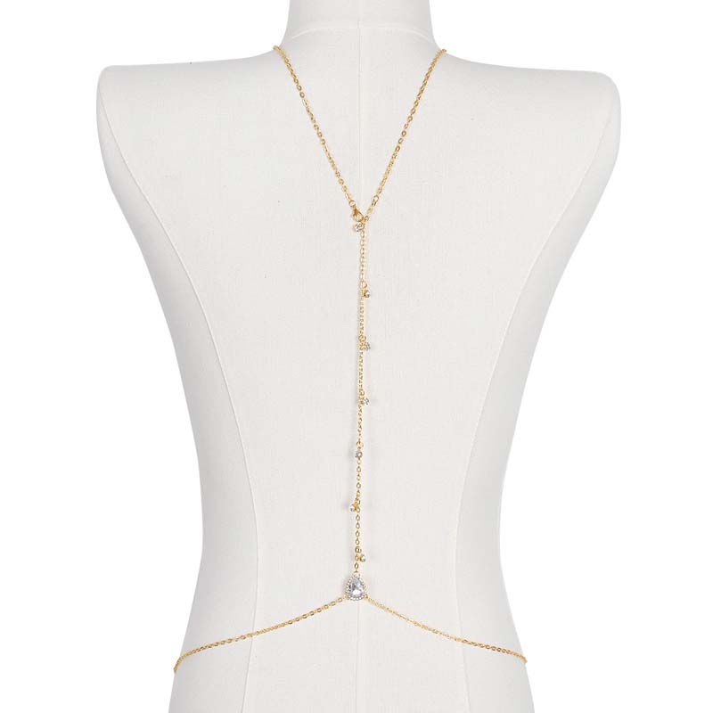 Goldene Tropfenförmige Kristal – Body Jewelry For Backless Dress Bewertung und Preis